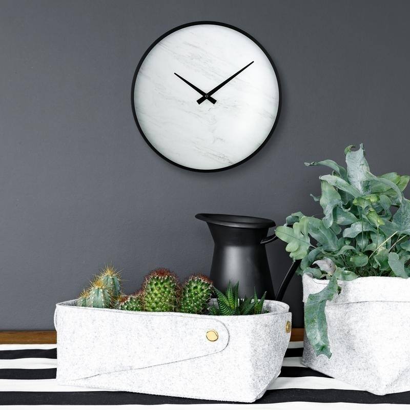 La Crosse Clock 14" Modern Faux Marble Metal framed Quartz clock