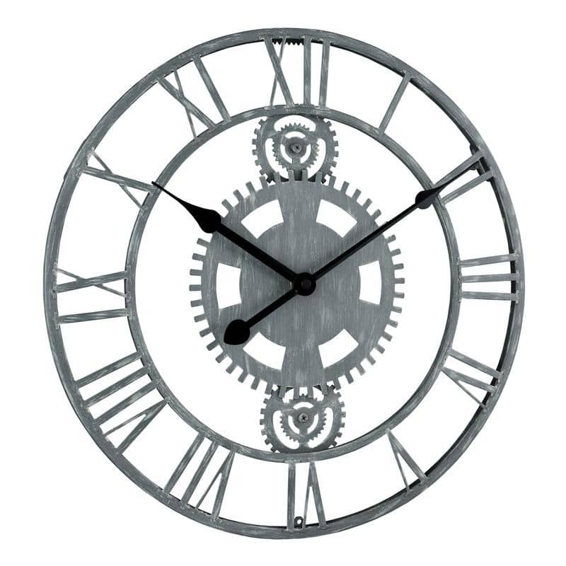 La Crosse Clock 14" Gray Industrial Gears Metal Quartz clock
