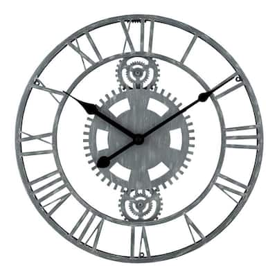 La Crosse Clock 14" Gray Industrial Gears Metal Quartz clock