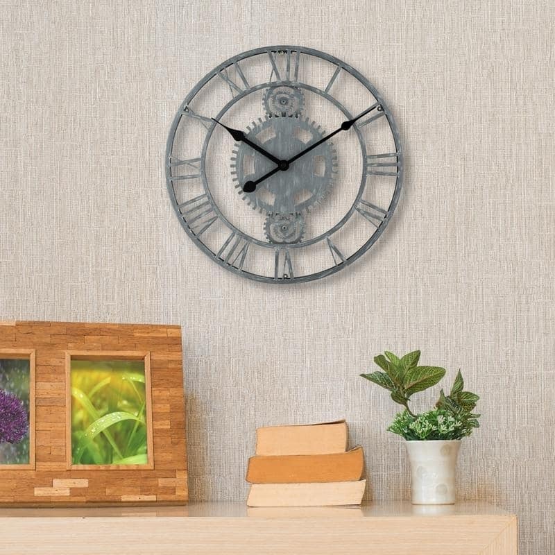 La Crosse Clock 14" Gray Industrial Gears Metal Quartz clock