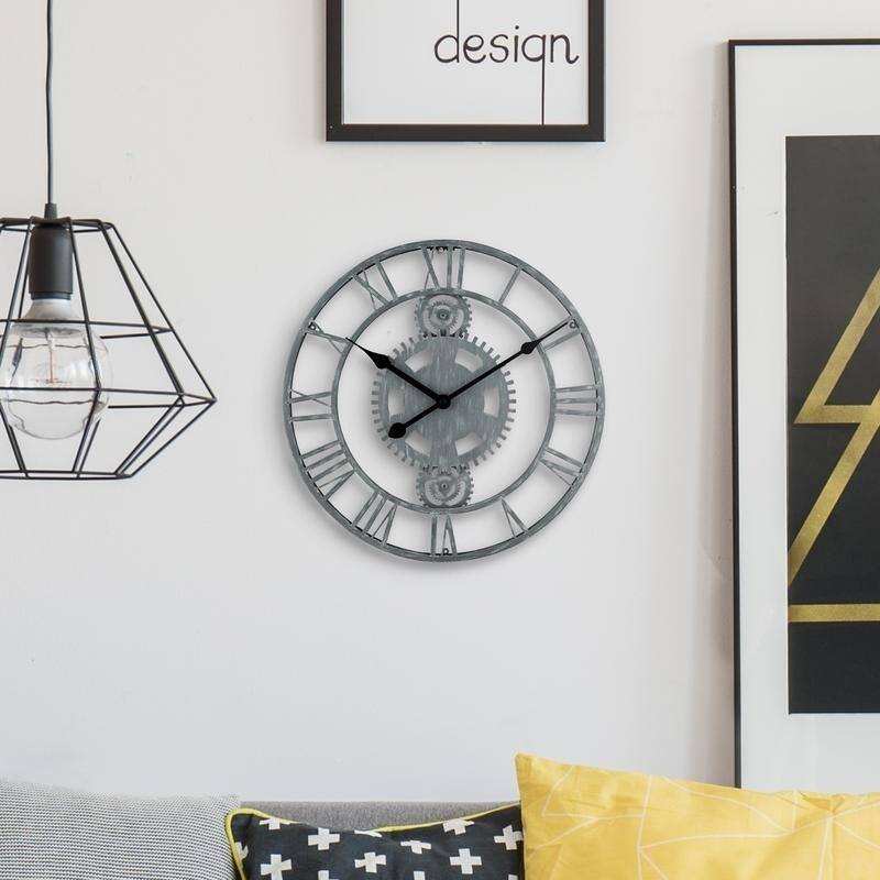 La Crosse Clock 14" Gray Industrial Gears Metal Quartz clock