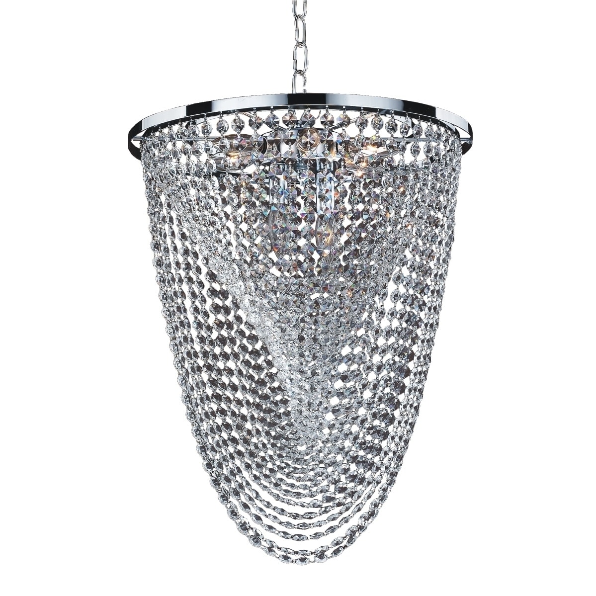 16"W Chrome Frame and Crystal Swirl 8 Light Chandelier (Oasis 655 16) - Chandeliers For Bedrooms by Overstock.com