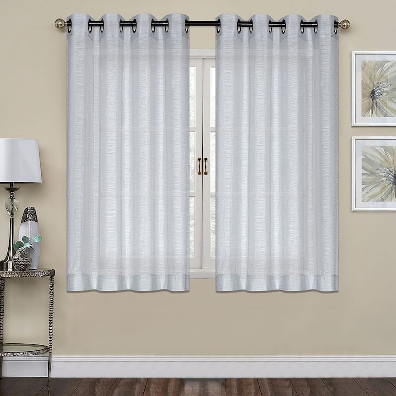 Porch & Den Carillion Semi-Sheer Jacquard Grommet Panel - 84 Inches - Grey