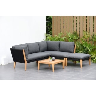 Shop Supernova Deluxe Patio Sectional Set With Teak Finish By Amazonia Overstock 28152746