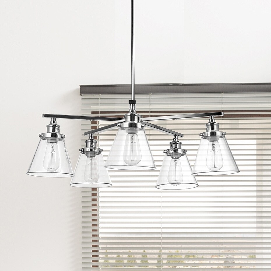 Porch & Den Wallula Chrome 5-light Chandelier with Clear Glass Shades - Chandeliers For Bedrooms by Overstock.com