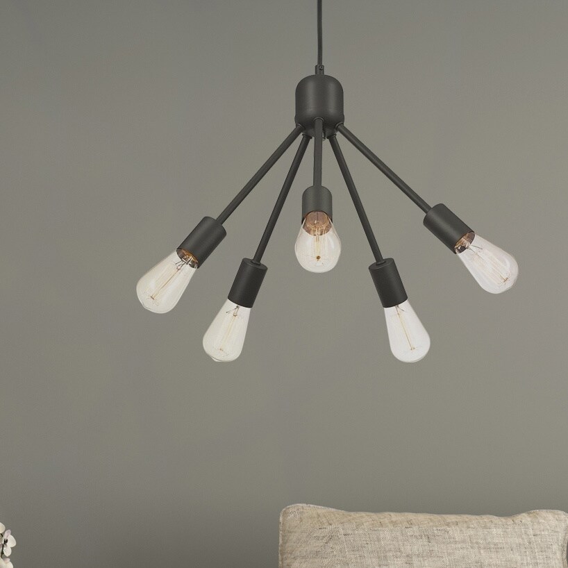 Porch Den Cinnabar 5 Light Black Mini Sputnik Chandelier Light Black Mini Sputnik Chandelier