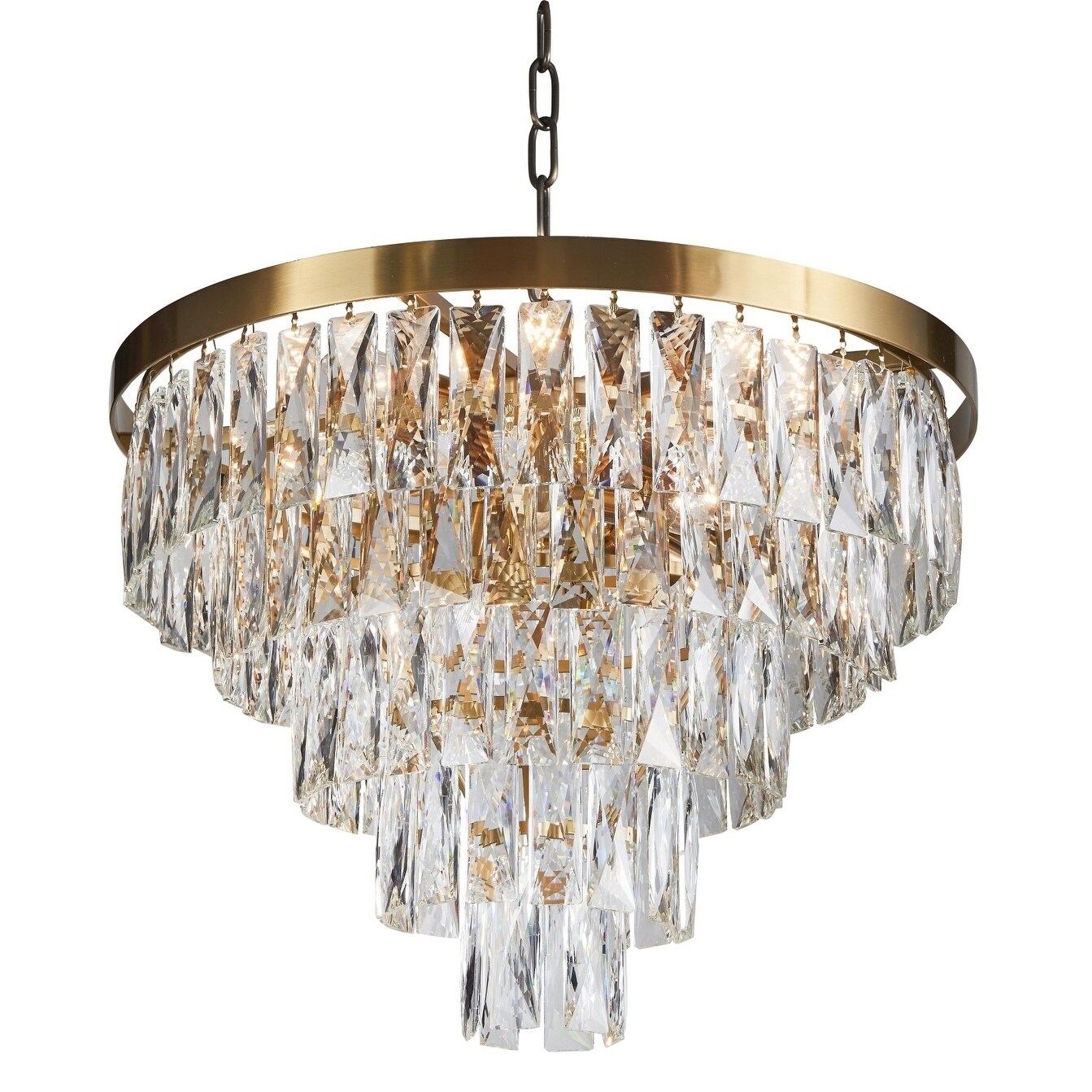 Five Tiers Gold Metal Chandelier With Clear Crystal Accents - Chandeliers For Bedrooms by Overstock.com