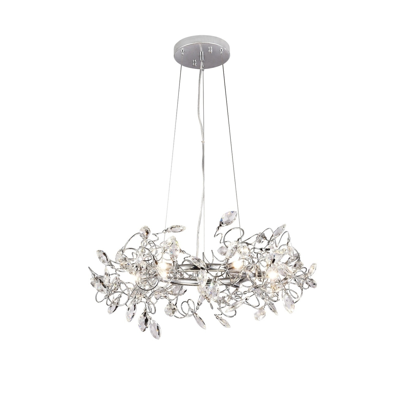 Chrome Metal Chandelier With Clear Crystal Accents - Chandeliers For Bedrooms by Overstock.com