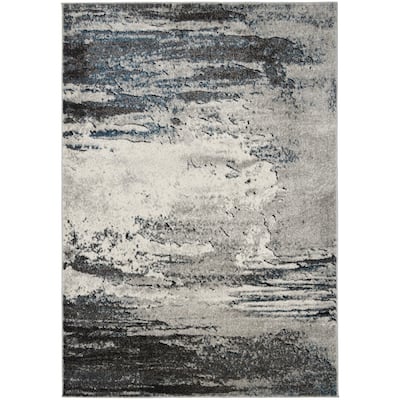 Isla Multi Contemporary Waves Blue Cream Area Rug