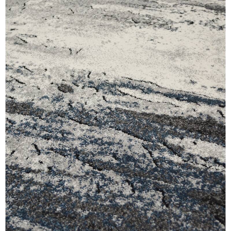 Isla Multi Contemporary Waves Blue Cream Area Rug