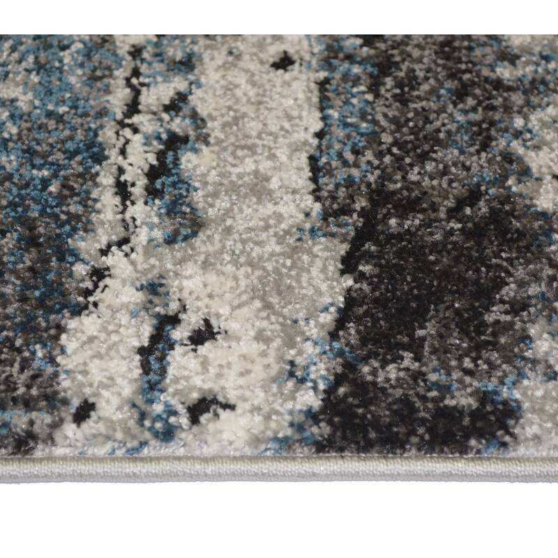 Isla Multi Contemporary Waves Blue Cream Area Rug