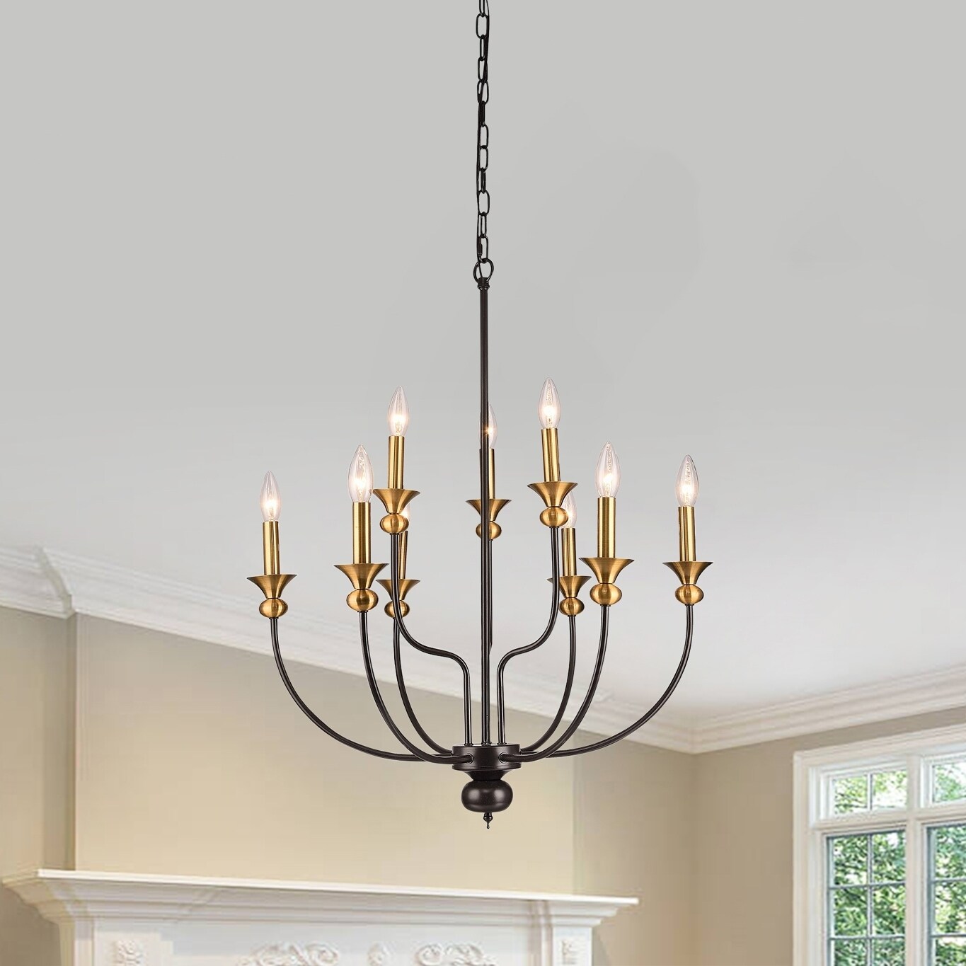 Neko Antique Gold/Expresso 9-light Chandelier - Chandeliers For Bedrooms by Overstock.com