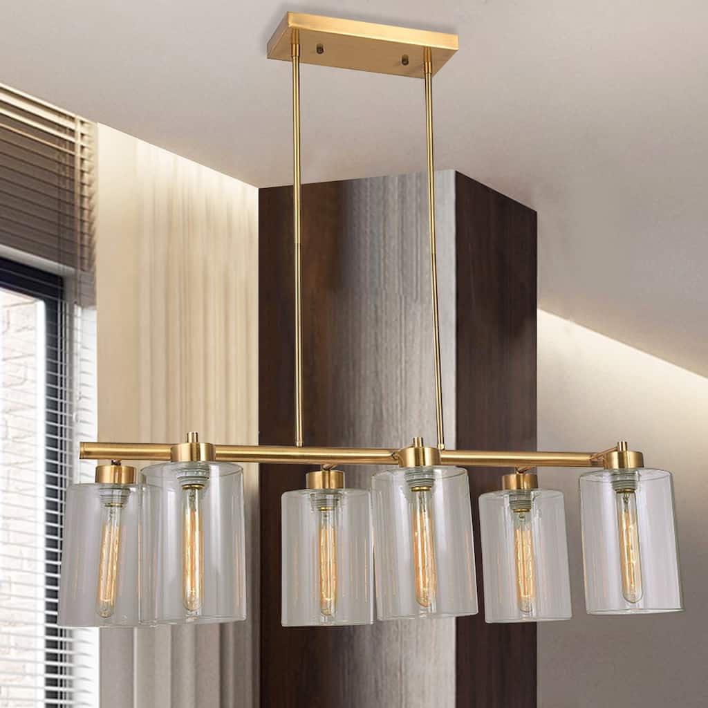 Abose Brushed Brass 6-light Chandelier