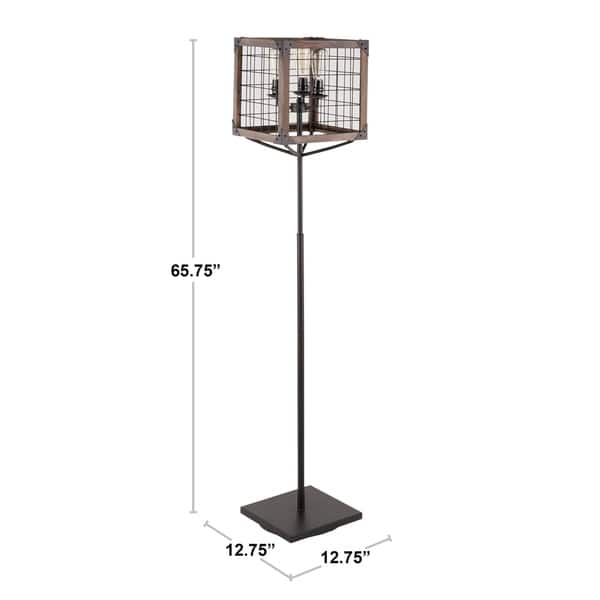 The Gray Barn Marsh Bend Industrial Floor Lamp with Wooden Wire Crate Shade