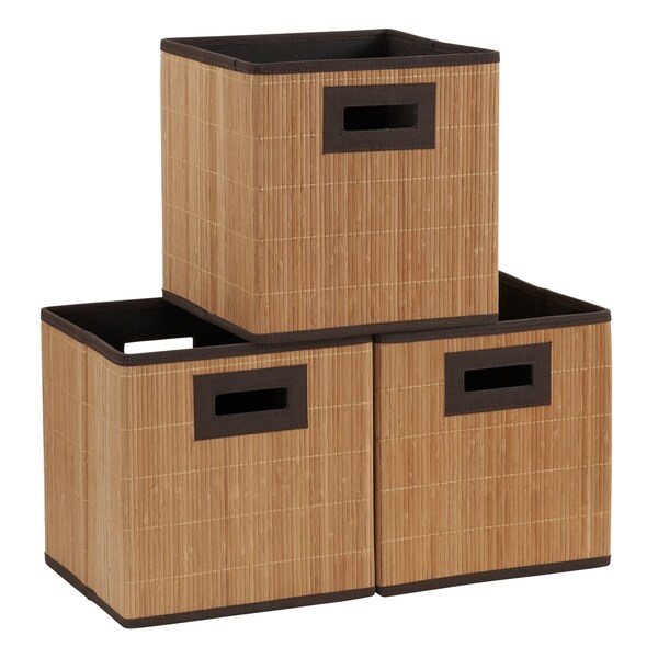 Household Essentials 3 Pack Premium Fabric Wicker Bin Brown