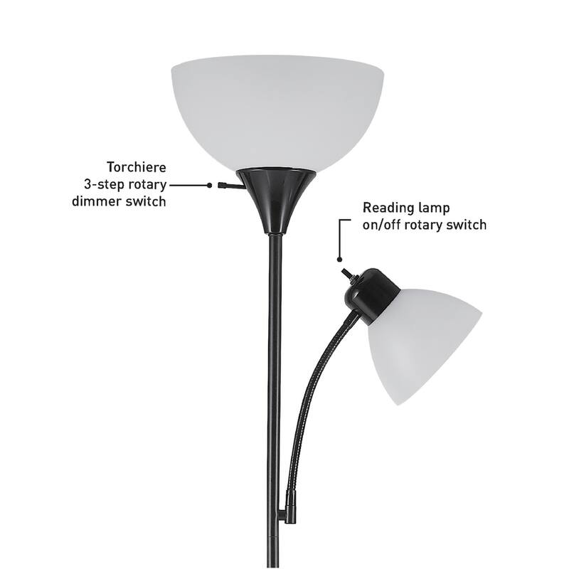 Porch & Den Caxton 72-inch Torchiere Floor Lamp with Adjustable Reading Light