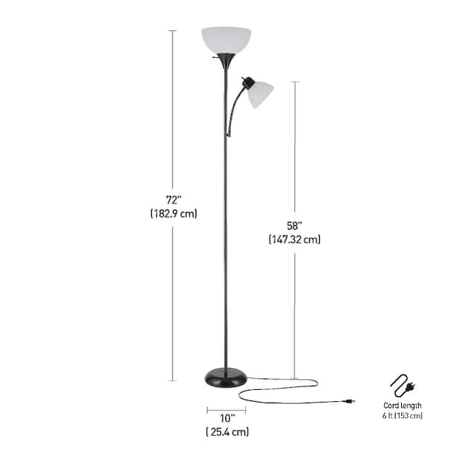 Porch & Den Caxton 72-inch Torchiere Floor Lamp with Adjustable Reading Light