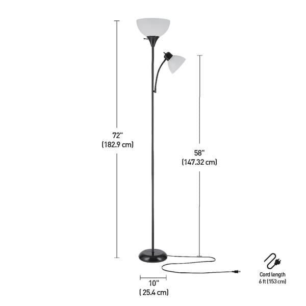 Porch & Den Caxton 72-inch Torchiere Floor Lamp with Adjustable Reading Light