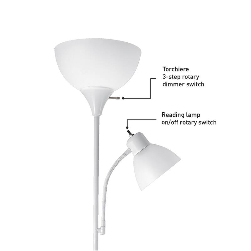 Porch & Den Caxton 72-inch Torchiere Floor Lamp with Adjustable Reading Light