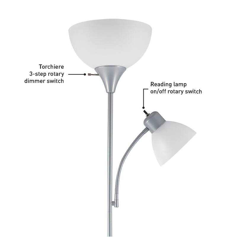 Porch & Den Caxton 72-inch Torchiere Floor Lamp with Adjustable Reading Light