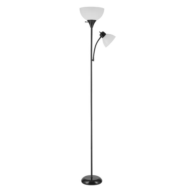 Porch & Den Caxton 72-inch Torchiere Floor Lamp with Adjustable Reading Light - Black