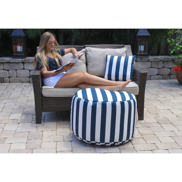 Shop Porch Den Alice Large Round Outdoor Pouf And Pillow Pack