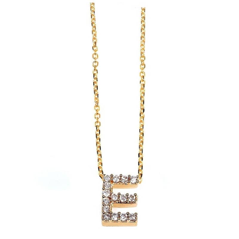 Annello by Kobelli Yellow Gold Small Dainty Personal Initial A-Z Letter Diamond 10k Pendant (14k Chain)