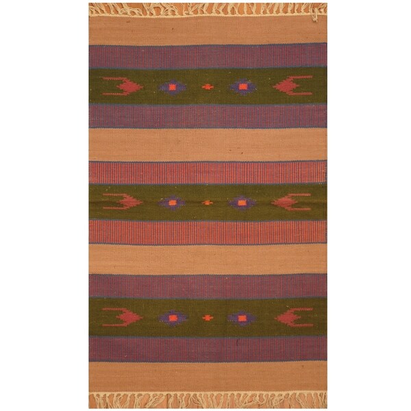 Handmade One-of-a-Kind Wool Kilim (India) - 2' x 3'1