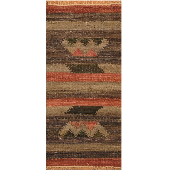 Handmade One-of-a-Kind Wool Kilim (India) - 1'8 x 3'8