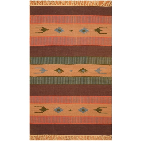 Handmade One-of-a-Kind Wool Kilim (India) - 2' x 3'1