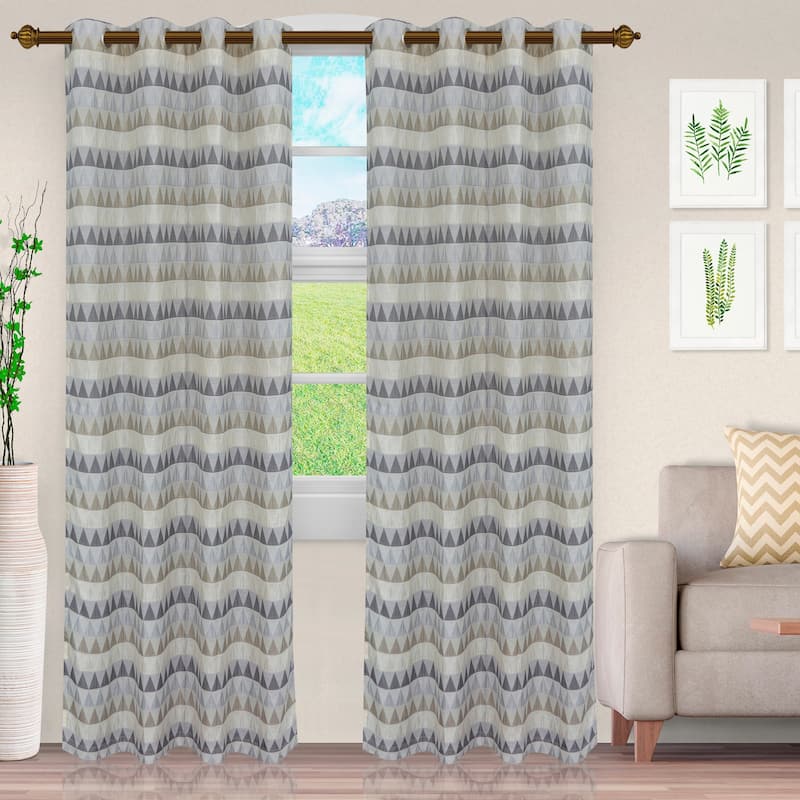 Superior Modern Jacquard Sand Semi-Sheer Window Curtain Panels - (Set of 2) - 52" x 84" - Sand