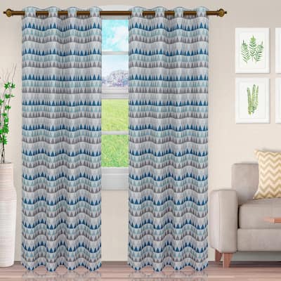 Superior Modern Jacquard Sand Semi-Sheer Window Curtain Panels - (Set of 2)