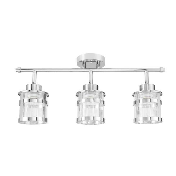 Porch Den Bays Chrome Clear Gl Shades Track 3 Light Clear Gl Shades Track 3 Light