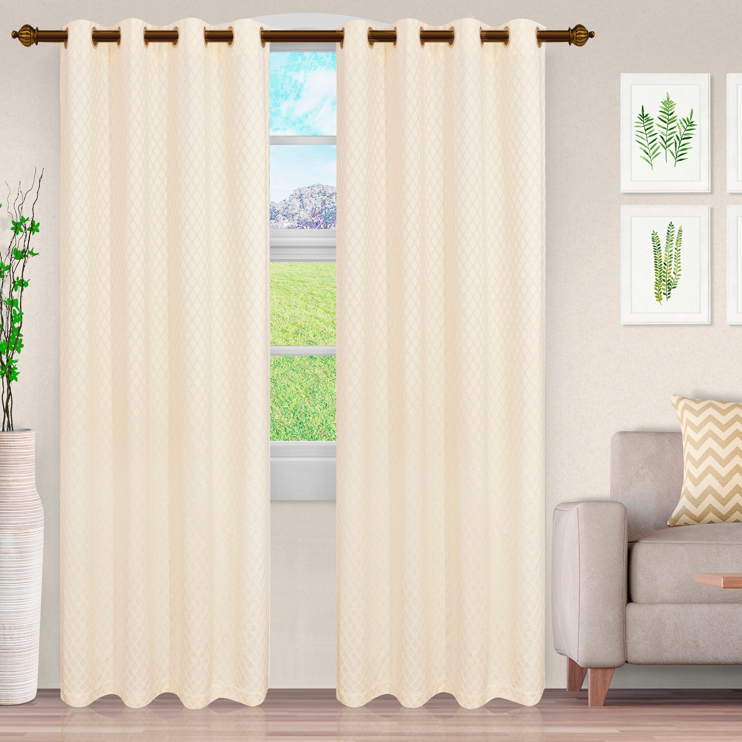 Shop Miranda Haus Awtry Jacquard Grommet Curtain Panel Set Of 2