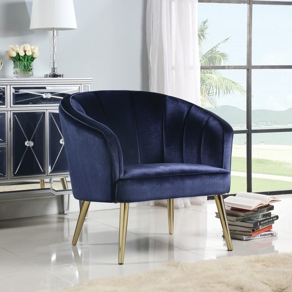 living room blue velvet chair