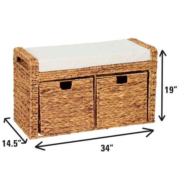 Shop Household Essentials Entryway Cushioned Wicker Storage Bench