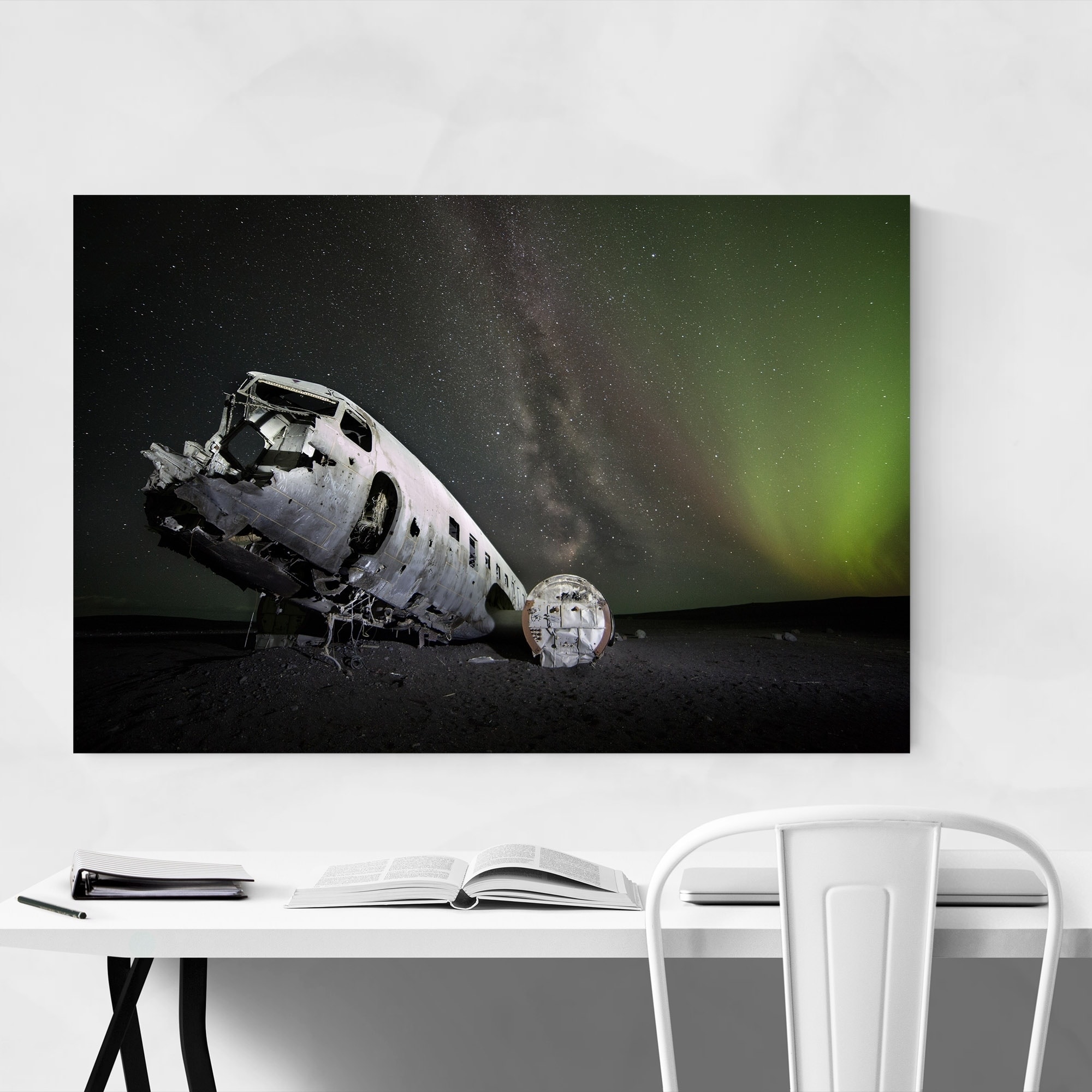 Shop Noir Gallery Abandoned Airplane Iceland Metal Wall Art Print Overstock 28160655