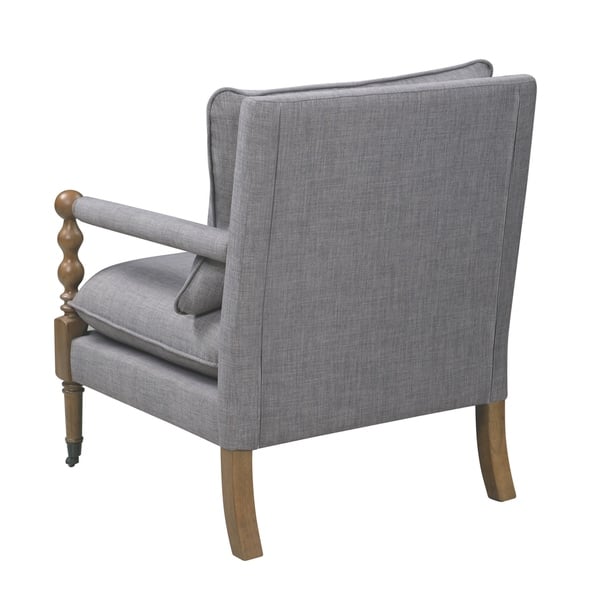 Vintage Inspired Grey Upholstered Accent Chair With Decorative Casters Overstock 28161653 Grey