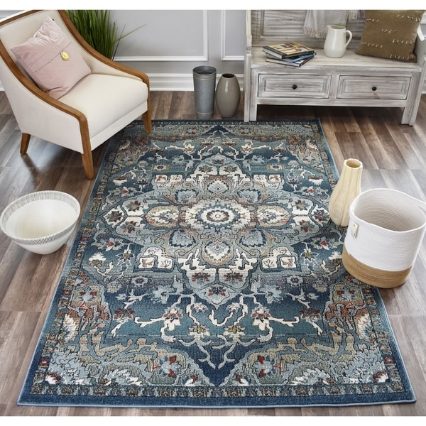 Sela Eclipse Blue SoftTouch High Low Tranisitional Vintage Area Rug