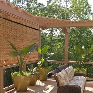 Radiance 4' x 6' Crank Operated Roll Up Solar Shades Coconut Brown 