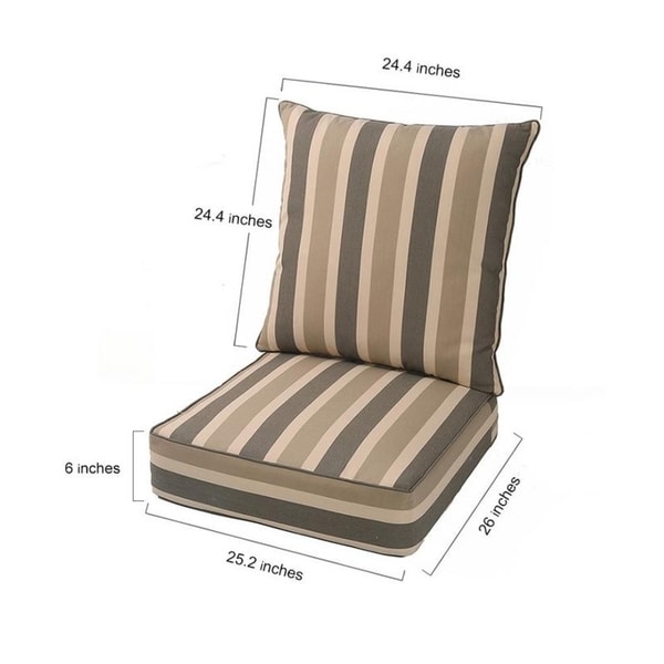 Indoor Outdoor Cushion Deep Seat Chair Cushion Brown Cabana Stripe