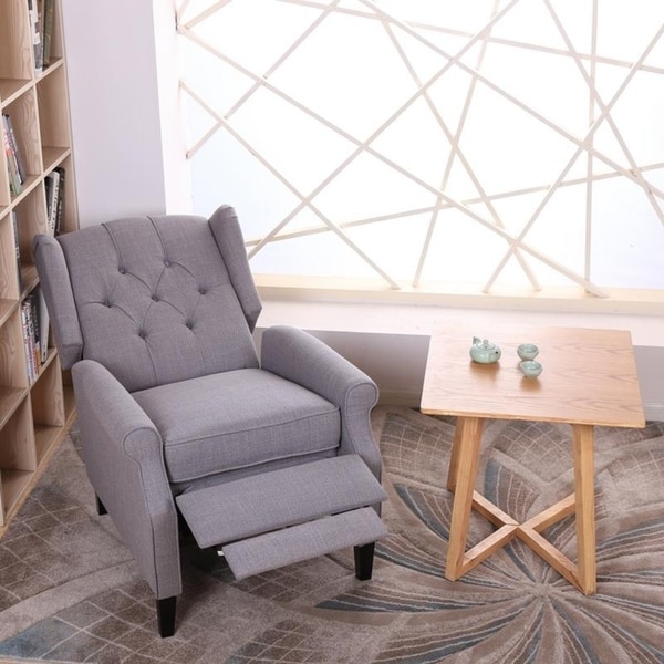 Mid-Century Button Tufted Fabric Recliner Club Chair Accent Chairs Sofa Furniture