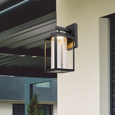 Globe Electric Black LED Integrated Outdoor Indoor Wall Sconce - 13"