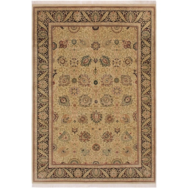 Pak-Persian Bobbye Tan/Black Wool Rug (6'2 x 9'4) - 6'2" x 9'4"