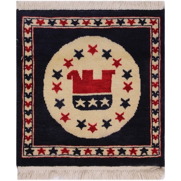 Republic Party Flag Ivory/Blue Wool Rug (1'6 x 1'6) - 1'6" x 1'6"