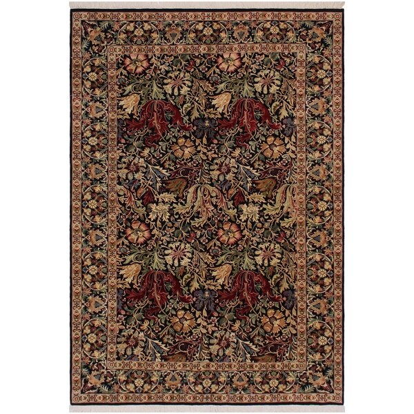 Gulshan Ayub Pak-Persian Annalee Black/Red Wool Rug (6'1 x 8'11) - 6'1" x 8'11"