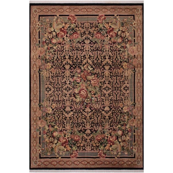 Pak-Persian Clora Black/Red Wool Rug (8'1 x 10'10) - 8'1" x 10'10"