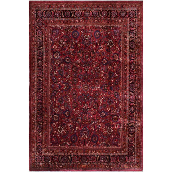 Corbin Red and Blue Wool Semi-Antique Rug - 9'11 x 12'7