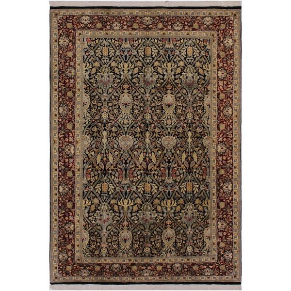 Pak-Persian Nicol Black/Red Wool Rug (6'1 x 9'6) - 6'1" x 9'6"