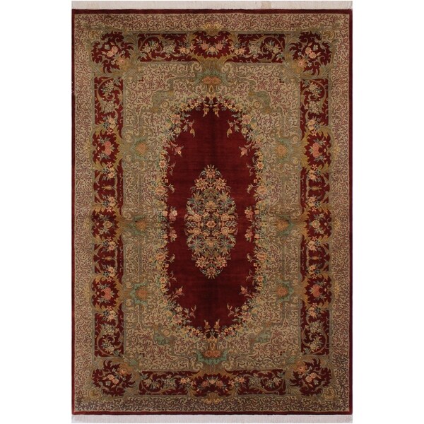 Abusson Pak-Persian Afton Red/Tan Wool Rug (6'2 x 9'7) - 6'2" x 9'7"